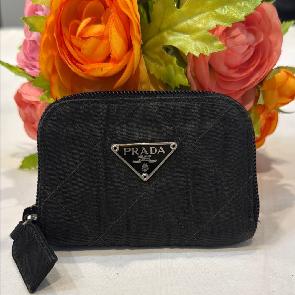 Authentic Prada Black Quilted Card Wallet